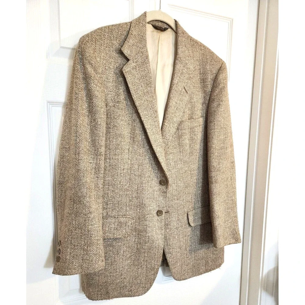 Kuppenheimer Mens Vintage Tweed Herringbone Wool Blazer Sports Jacket